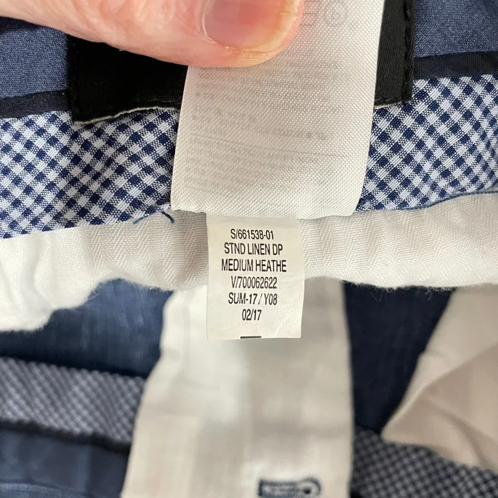 Banana Republic Men Blue Linen Blend Pants Size 35x30 Minimalist Textured Luxury